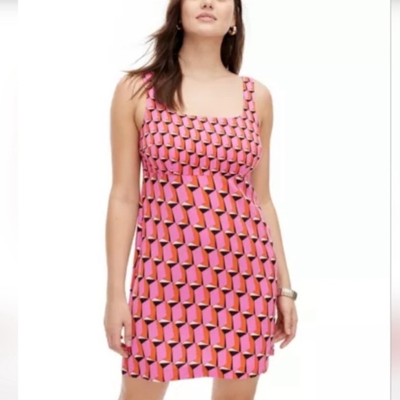 Diane Von Furstenberg X Target Dress Mini Retro Geo Print Pink Orange Black Sz 6 - Picture 15 of 15